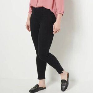 Sculpt-Her by NYDJ Women's Pull On Skinny Ankle Slit Jeans Nova Black Large NWT